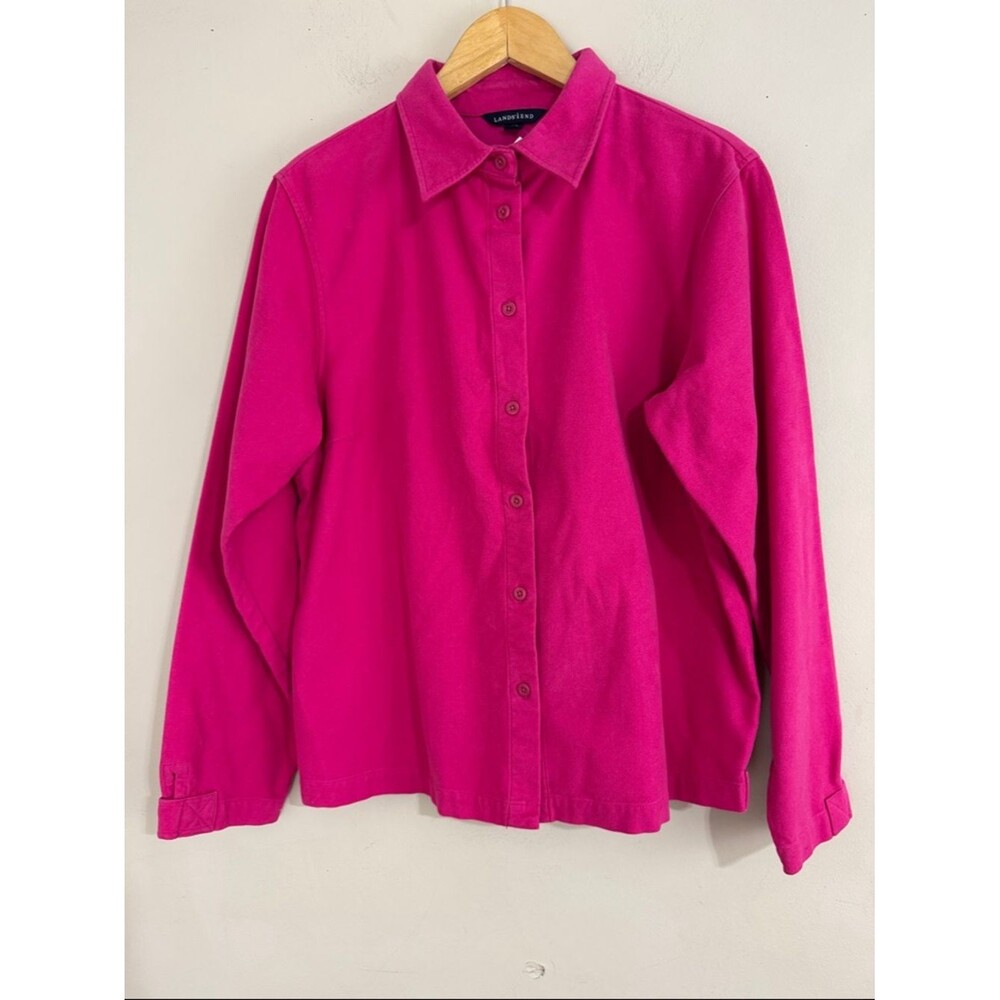 Lands' End Chamois Flannel Shirt Womens Pink size 14/16 Outdoor Utility Hiking